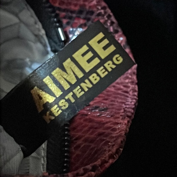 AIMEE KESTENBERG Red/Rose/Black Leather Snakeskin Crossbody Purse - Picture 16 of 16